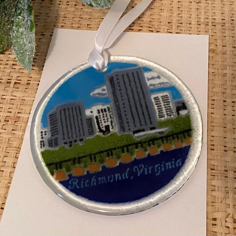 Peggy Karr Christmas Ornament Fused Glass Richmond Virginia Ornament Rare